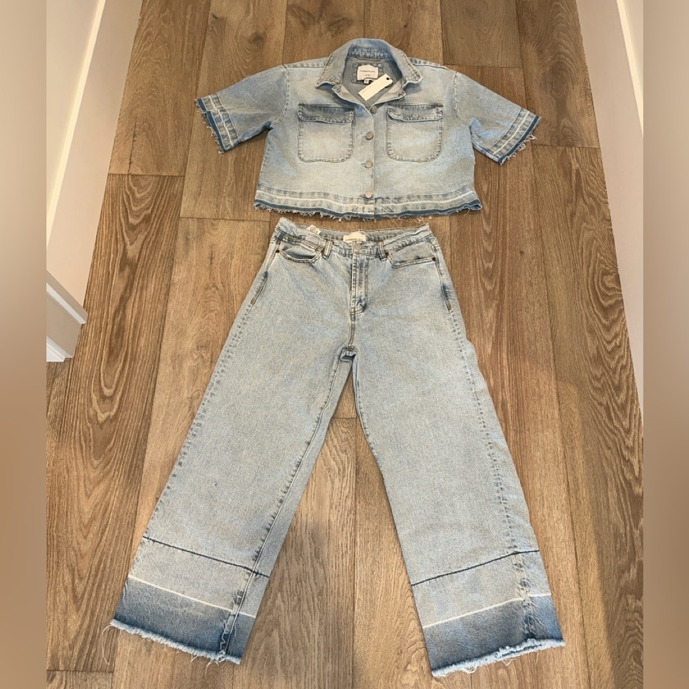 Habitual Denim Cropped Short-Sleeved Jacket &  Jeans, size XS (top) & 6/28 jeans